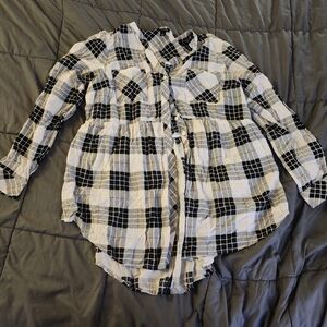 torrid Black & White Plaid Button-Front Shirt